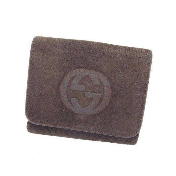 Gucci Wallet Purse Folding wallet G logos Brown Woman Authentic Used L580